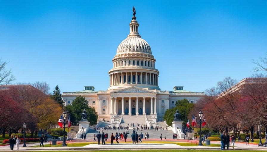 Trending news today: United States Capitol Building under blue sky.