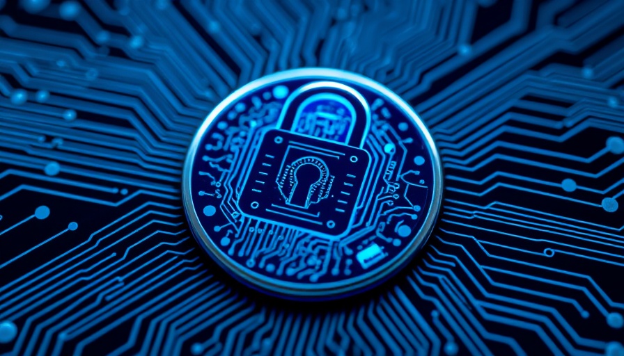 Guard Tower PC cybersecurity theme with digital lock on microchip.