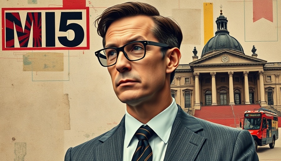 MI5 lies in court case: man in suit against MI5 collage backdrop.