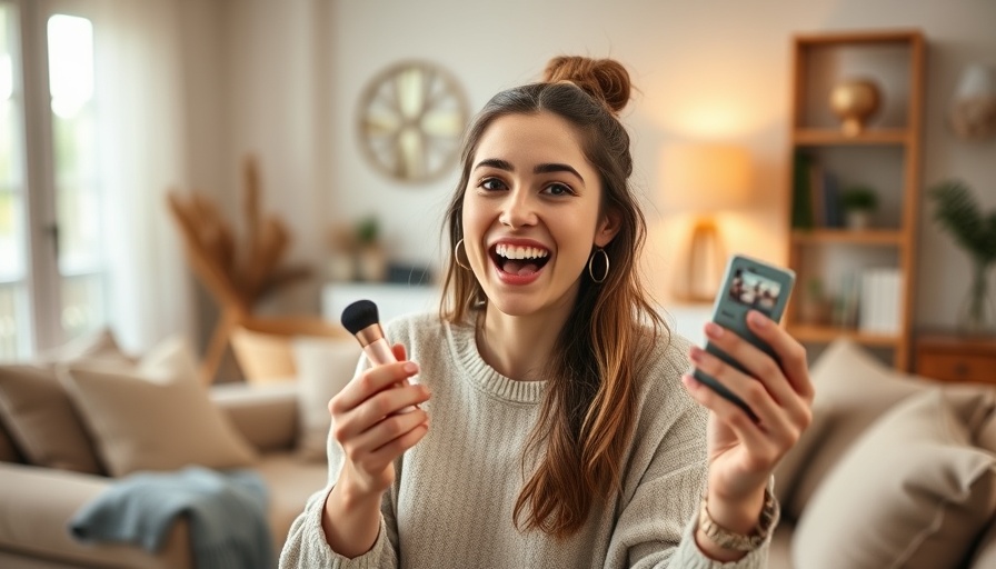 Influencer discusses social commerce integration while showcasing product.