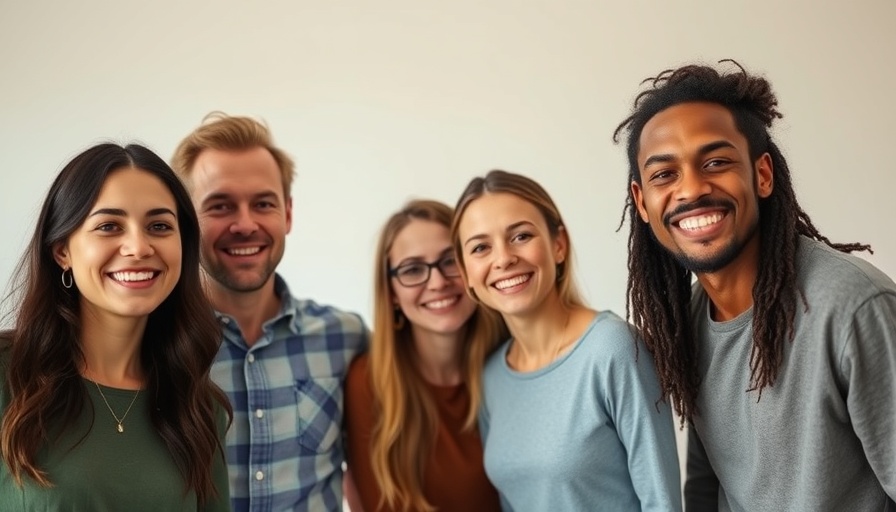 Family smiles indoors, casual group portrait.