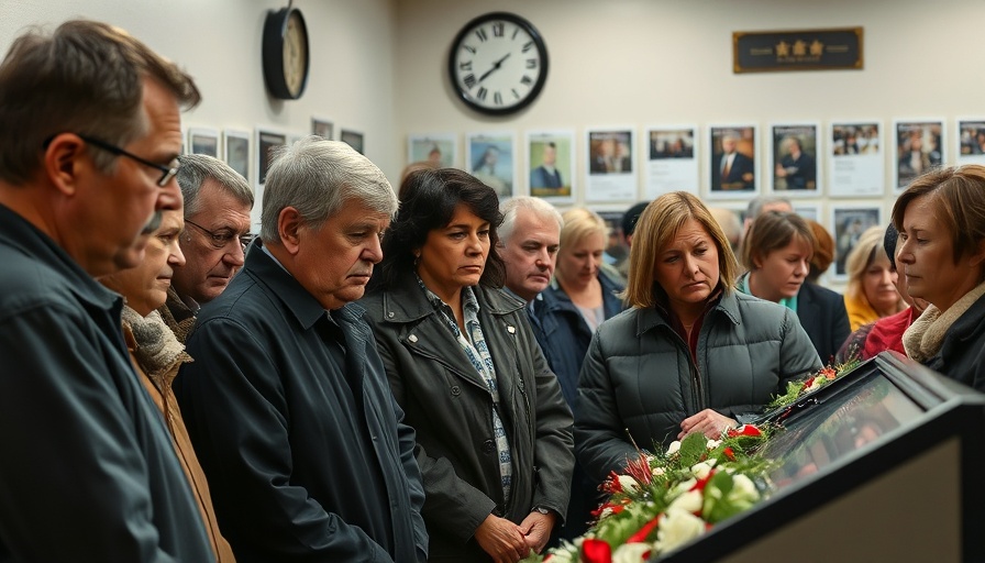 Memorial gathering honoring flight crew, somber reflection on lost lives.
