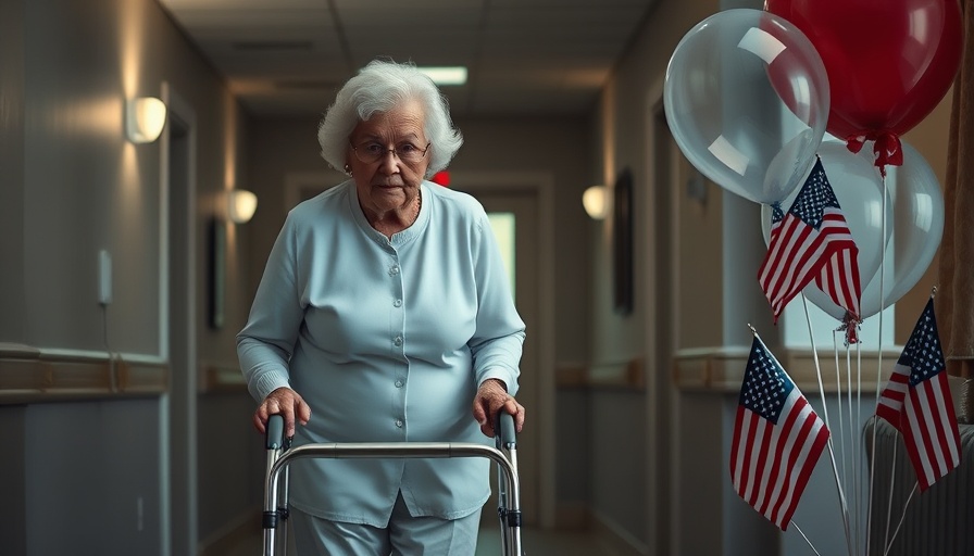 Elderly woman exiting nursing home, related to nursing homes immigration policies