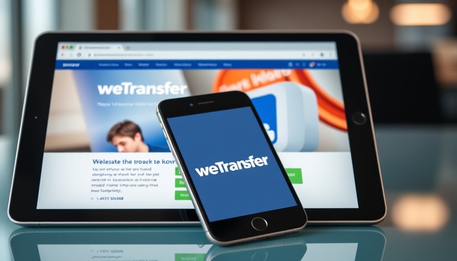 WeTransfer files on mobile displaying prominently, vibrant background.