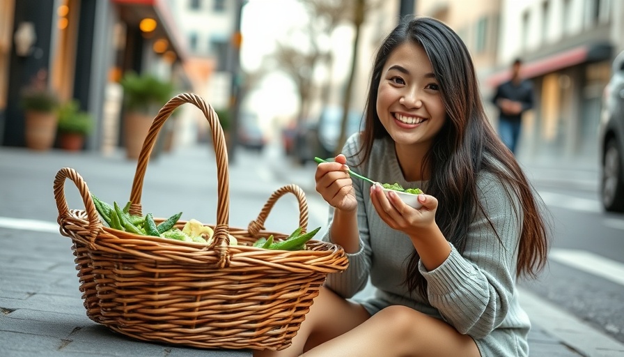 Woman enjoying edamame at a casual dinner outdoors, insulin sensitivity and dinner time focus.