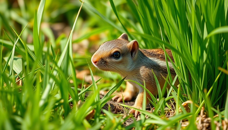 Curious ground squirrel in grass in Minot, North Dakota.