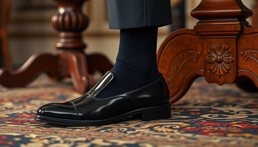 Formal black shoe on carpet related to chronic venous insufficiency.