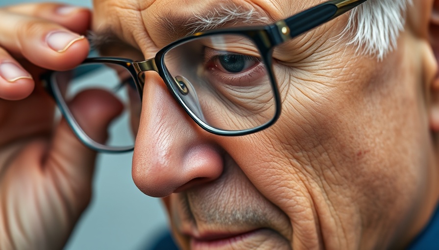 Close-up of man adjusting glasses, trending news in USA.