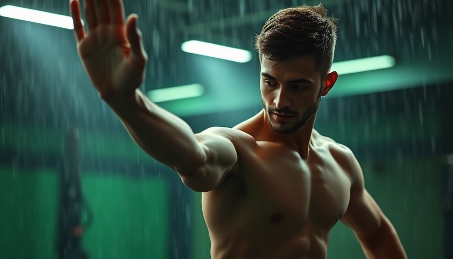 Dynamic yoga pose under rainfall highlights exercise benefits for insomnia.