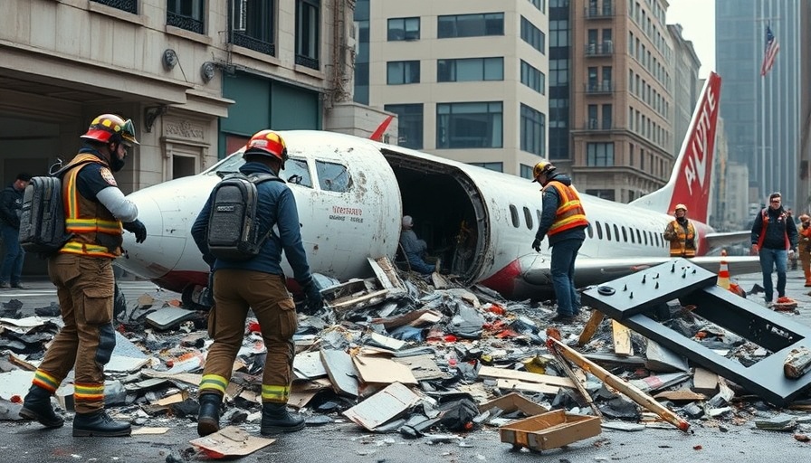 Emergency responders working at Bangladesh plane crash site.