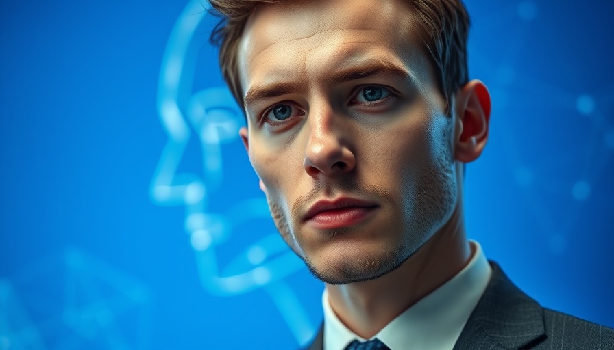 AI training employee facial expressions with digital wireframe face.