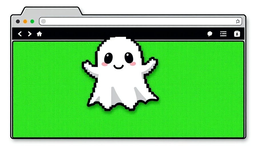 Cartoon ghost on browser interface, AI browsing tools