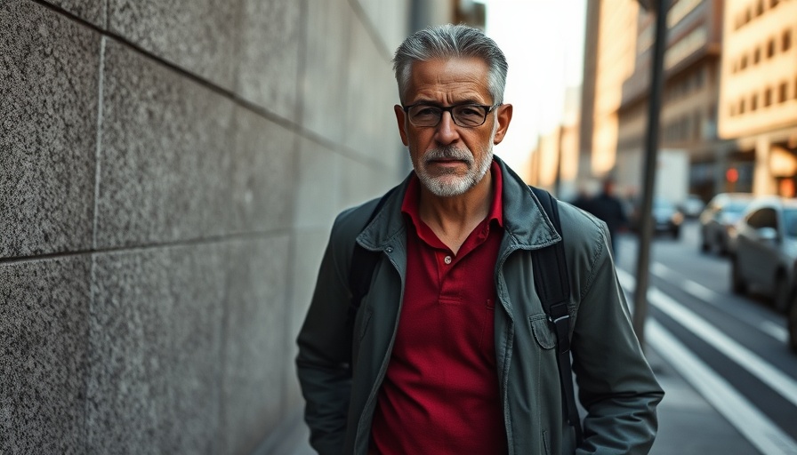 Walking pace benefits for older adults, man walking confidently in city.