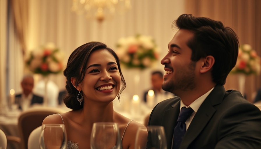 Couple at formal event, reflecting on future dreams.