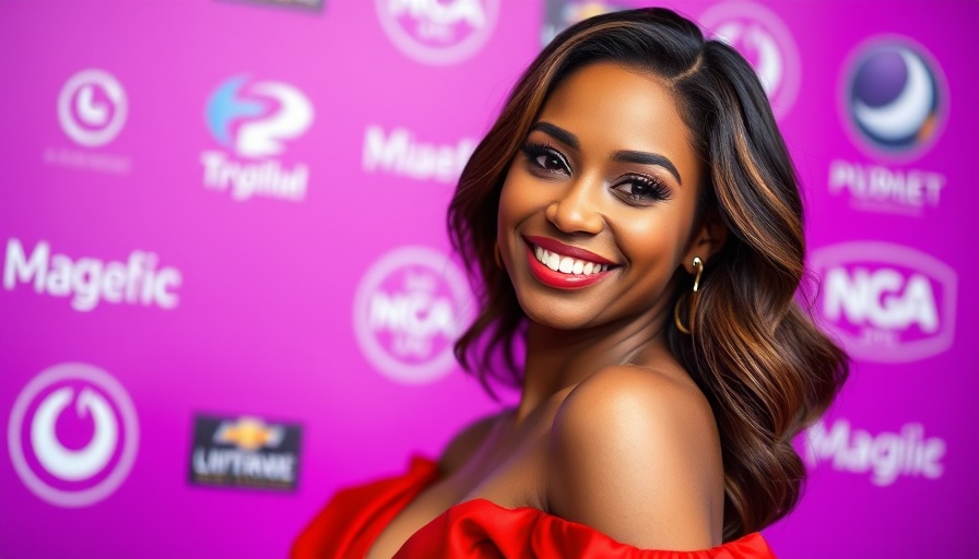 Elegant woman in red dress at event highlighting the plastic surgery industry.