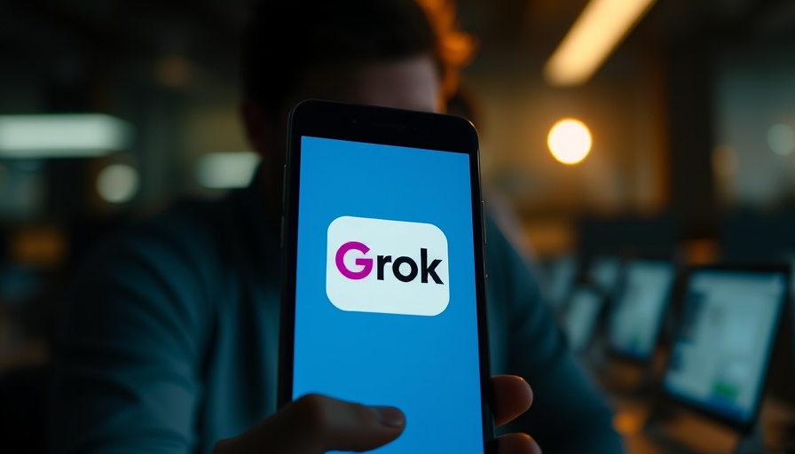 AI Vine app logo on phone with blurred background in dim lighting.