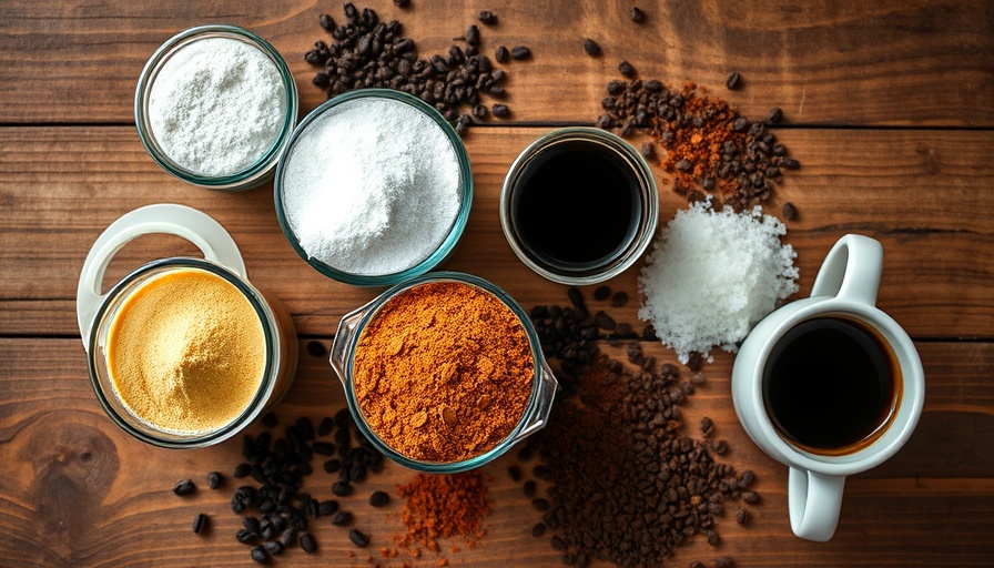 Assorted sweeteners and coffee on wooden table, sucralose cancer immunotherapy.