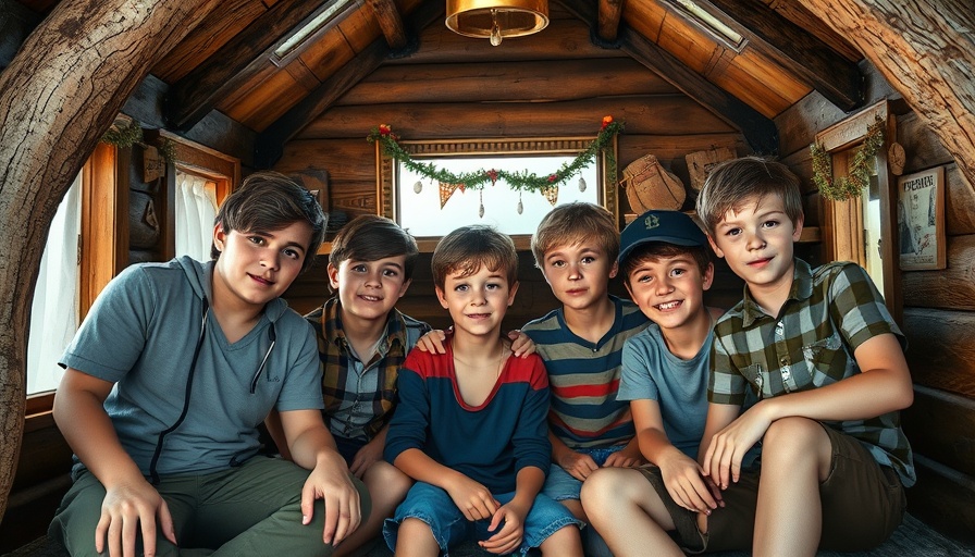 Nostalgic scene of boys in a rustic treehouse from The Sandlot.