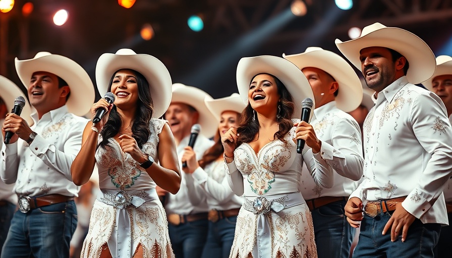 Beyoncé and performers in white cowboy hats and outfits on stage.
