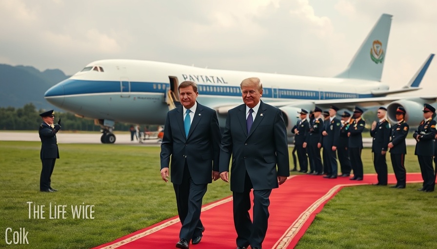 U.S.-Russia relations depicted with leaders walking by presidential plane.