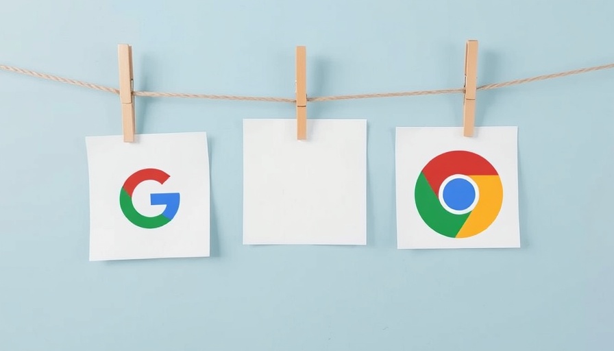Google and Chrome logos hanging on a string, minimalist style.