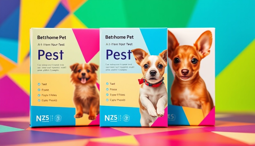 Colorful packaging of at-home pet DNA test kits.