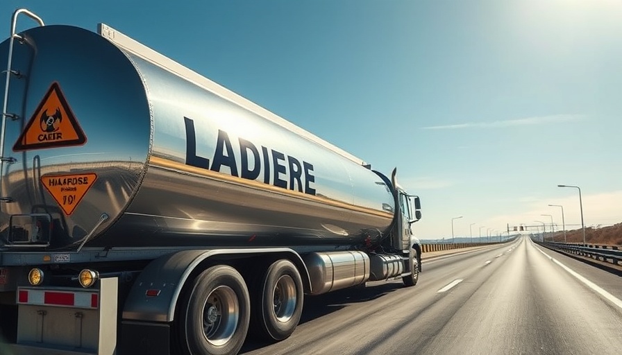 Atlanta trucking accidents involving hazardous materials: shiny tanker on highway.