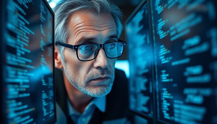 Older man analyzing code, Linux patch blind spot focus.