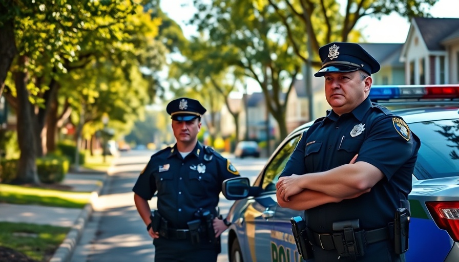 Police officers near SUV on suburban street - political news now.