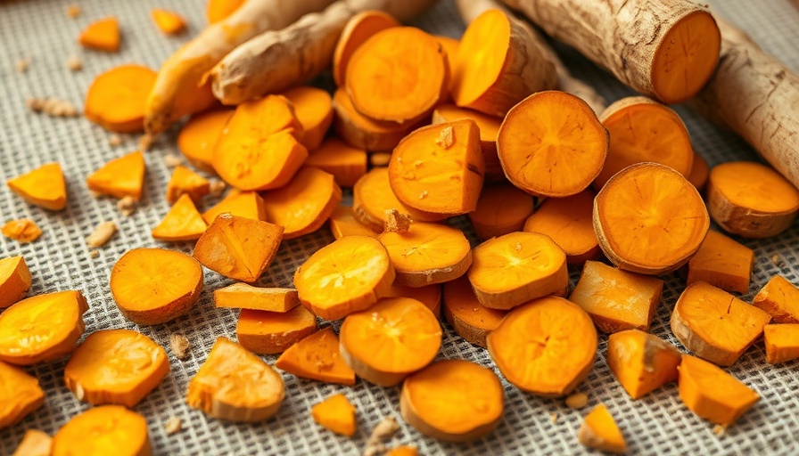 Vibrant sliced turmeric roots, orange hue, diabetes weight loss.