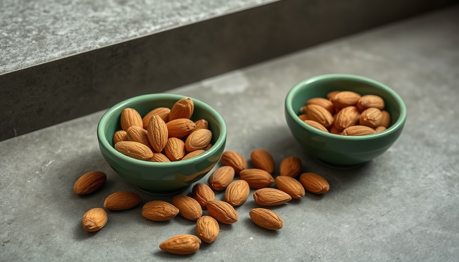 Green bowls of almonds for daily health span boosts