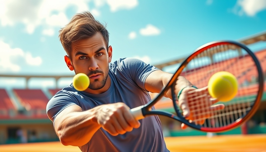 Tennis player hitting forehand at US Open with determined focus.