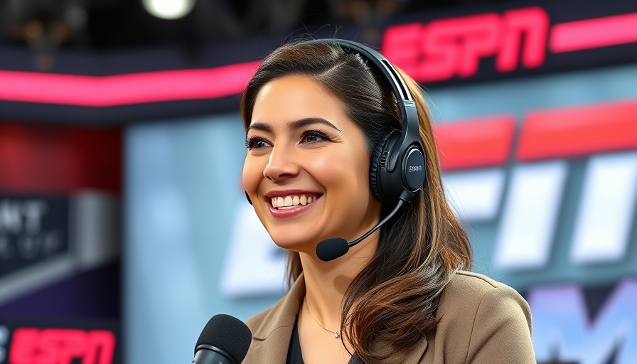 Female broadcaster speaking in ESPN studio