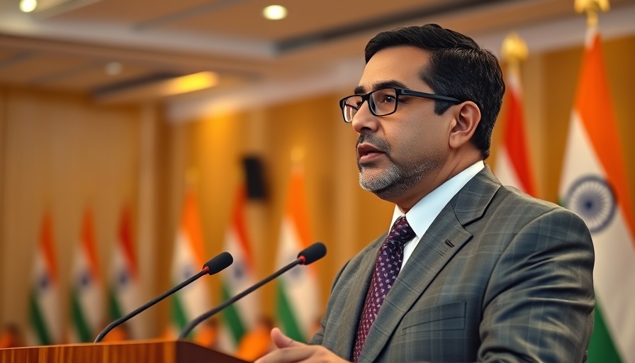 India discusses terrorism impact, conference speaker at podium