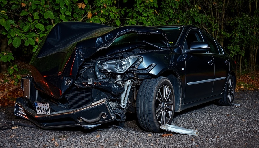 Severely damaged car after crash in Tesla Autopilot case.