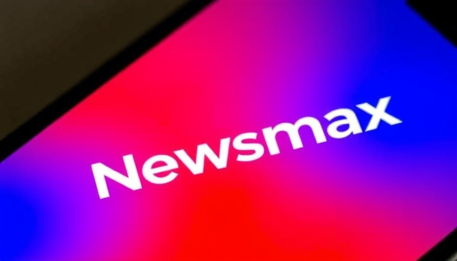 Newsmax logo on smartphone amid antitrust lawsuit context.