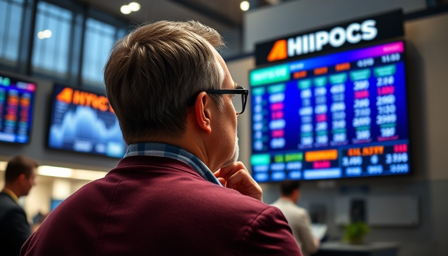 Person watching stock market screen showing Dow Industrial data.