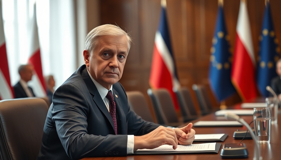 Poland Invokes NATO’s Article 4 in formal diplomatic setting with flags.