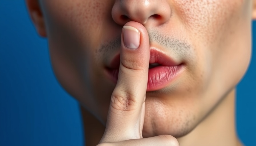 Close-up of person making silence gesture, business news today.