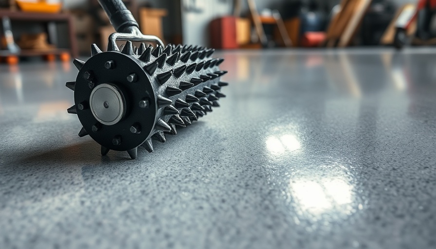 Smooth epoxy basement floor with a spiked roller.