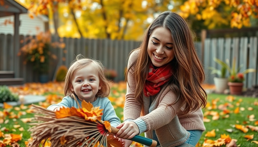 Cozy Backyard Upgrades with family raking leaves in autumn.
