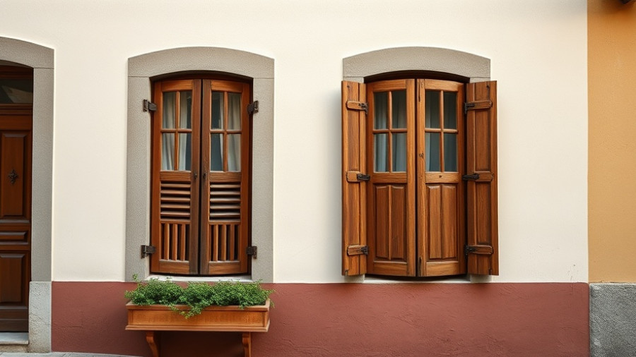 Charming windows with shutters and greenery for low-cost climate resilience DIY retrofits.