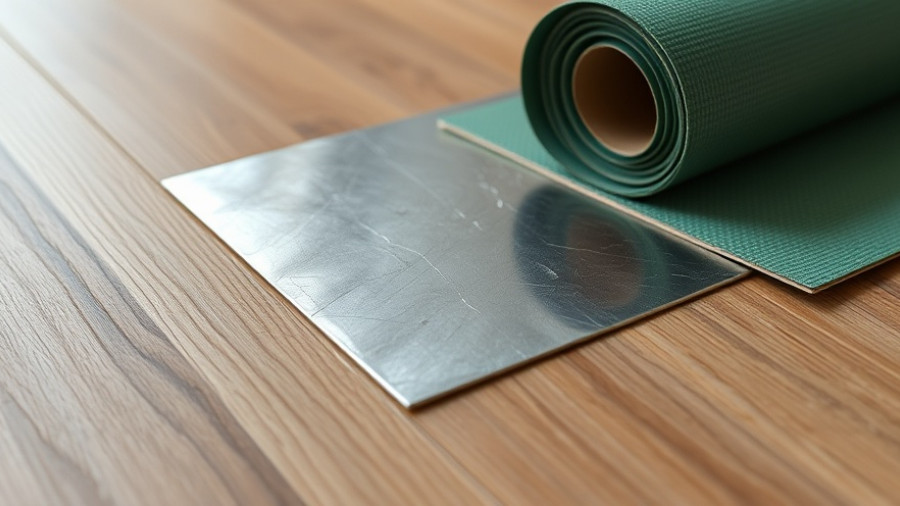 Hardwood floor with underlayment options, reflective and green layers.