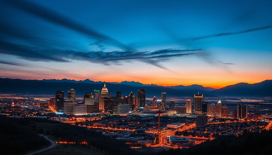 Gorgeous cityscape of Salt Lake City at twilight sky.