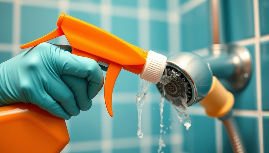 Person cleaning a shower head with spray bottle, close-up macro shot.