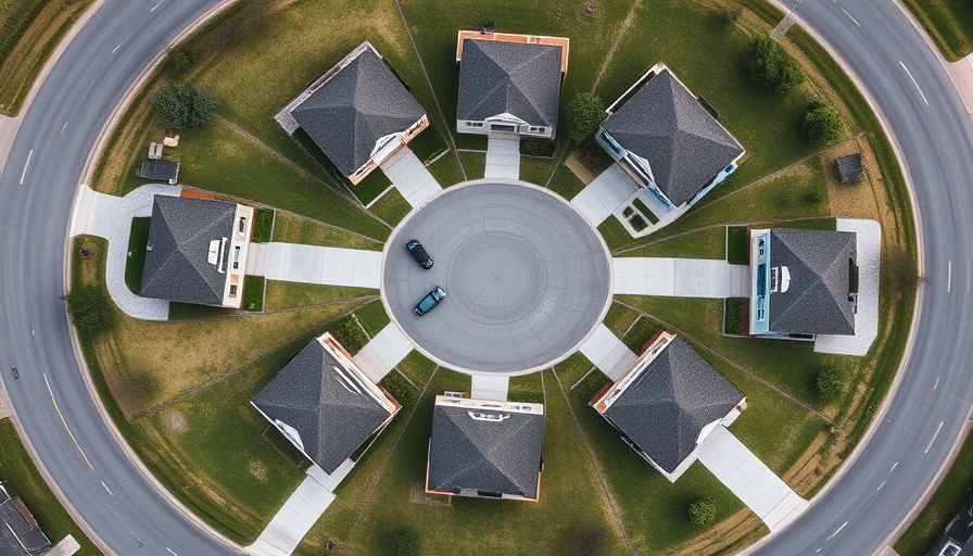 Aerial view of family compound for multi-generational living.