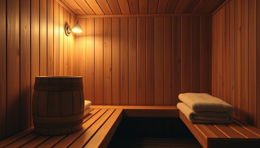 Inviting wooden sauna with ambient lighting and wooden bench.