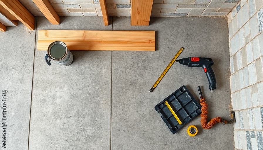 Tools and materials for building a shower base for walk-in shower.