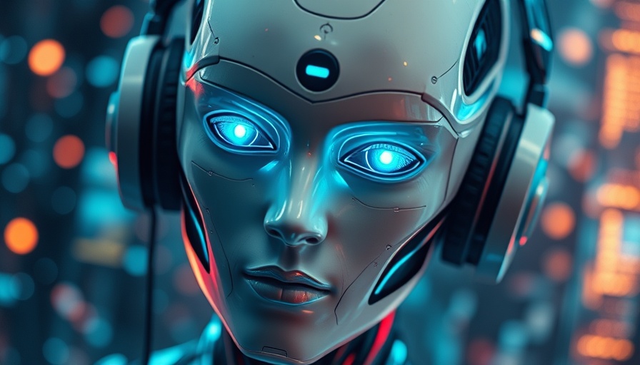 AI-powered social listening concept with futuristic humanoid.