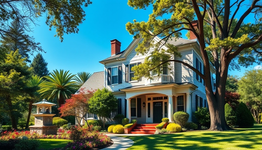 Elegant suburban home with garden under blue sky, seller concessions in real estate.
